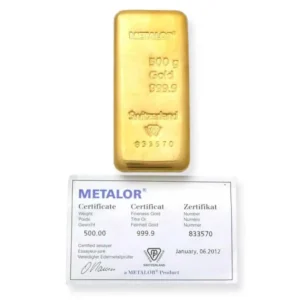Metalor 500 Grams Gold Bar