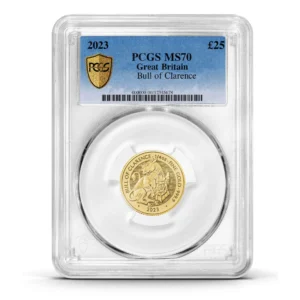 PCGS Certified 2023 Tudor Beast Bull of Clarence 1/4oz Gold Coin