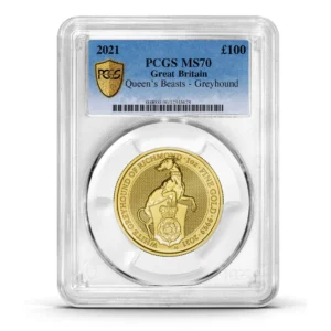 PCGS Certified 2021 Queen's Beast Greyhound 1oz Gold Coin